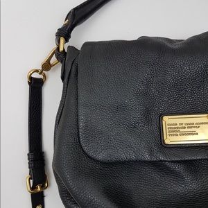 Pebbled black leather classic crossbody